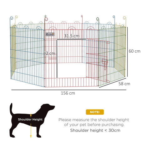 PawHut Pet Playpen Crate, with Eight Panels, Door, for Indoors and Outdoors, 60H x 156cm