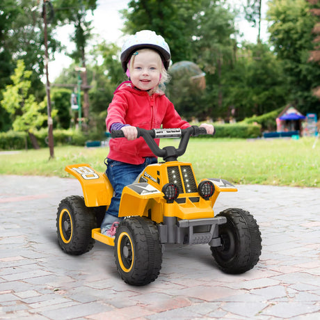 AIYAPLAY 6V Electric Quad Bike for Kids, Ride On ATV w/ Forward/Reverse, Headlights, for Ages 18-36 Months, Yellow