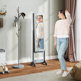 HOMCOM Freestanding Mirrored Jewellery Storage Cabinet - Grey