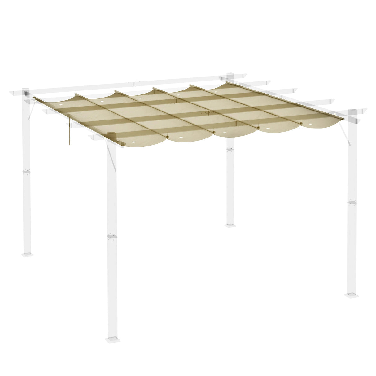 Outsunny Retractable Pergola Cover, 2.55 x 2.5 m Replacement Canopy Fabric for 3 x 3 m Frame, Roof Top Only, Beige