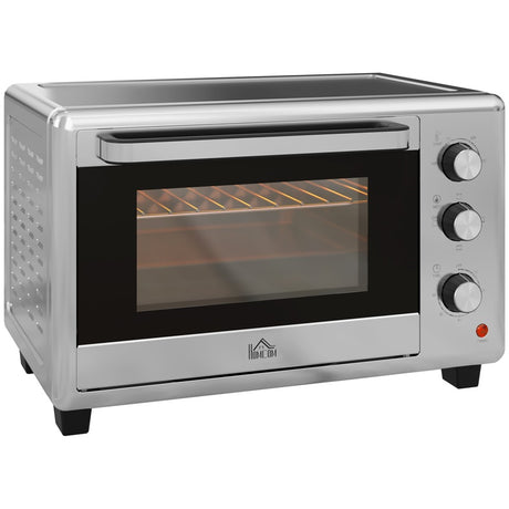 HOMCOM 30L 60-230℃ Mini Electric Oven, with Accessories - Silver Tone