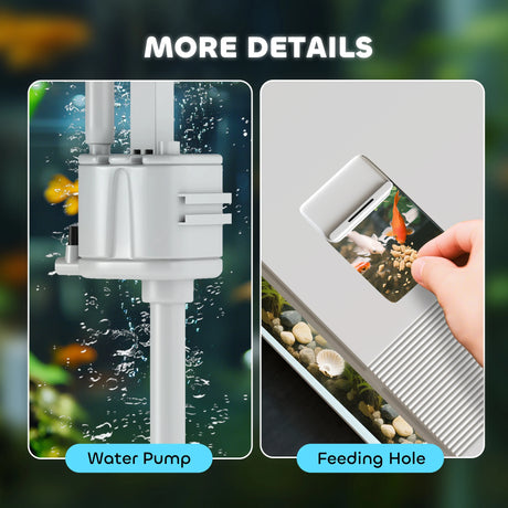 PawHut 26L Glass Fish Tank With Filter System, LED Lights, Water Pump, White