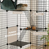 PawHut Four-Tier DIY Large Cat Cage with Hammock, Ramps, Five Doors, Indoor Use for 1-3 Cats, Black