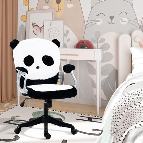 Vinsetto Cute Office Chair, Fluffy Panda Desk Chair with Padded Armrests, Tilt Function, Adjustable Height, Black and White