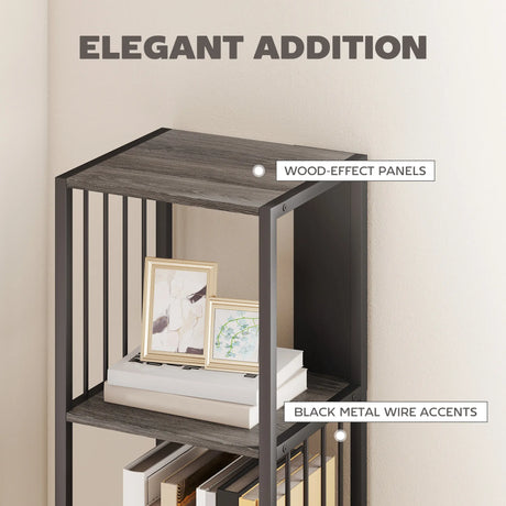 HOMCOM 5-Tier Bookshelf with Steel Frame - Grey