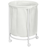 HOMCOM 100L Steel Frame Laundry Bin, with Wheels - White