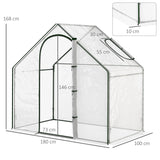 Outsunny Walk In Tomato Greenhouse Garden Outdoor Mini Greenhouse Flower Planter Steel Frame with Zipped Door & Window, PVC Cover, 180 x 100 x 168CM, Clear