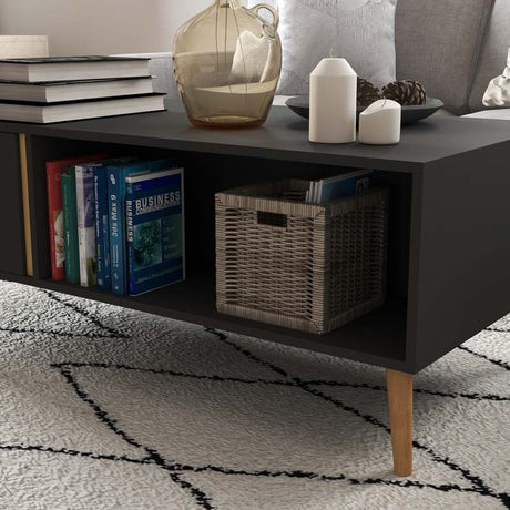 HOMCOM Coffee Table for Living Room, Modern Centre Table with Storage Compartments and Cabinets, Rectangular Side Table, 115x 58x 45cm, Grey