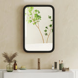 HOMCOM Bathroom Wall Cabinet with Tempered Mirror Metal Bathroom Mirror Cabinet with 3 Shelves Black