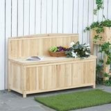 Outsunny Wood Storage Bench for Patio Furniture, Outdoor Garden Seating Tools