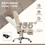 Vinsetto Massage Office Chair, Ergonomic Desk Chair, Comfy Work Study Chair with Heat, Padded Seat, 135 Reclining Back and Footrest for Home Office, Beige