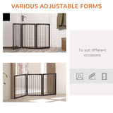 PawHut Folding 3 Panel Pet Gate Wooden Foldable Dog Fence Indoor Free Standing Safety Gate Portable Separation Pet Barrier Guard