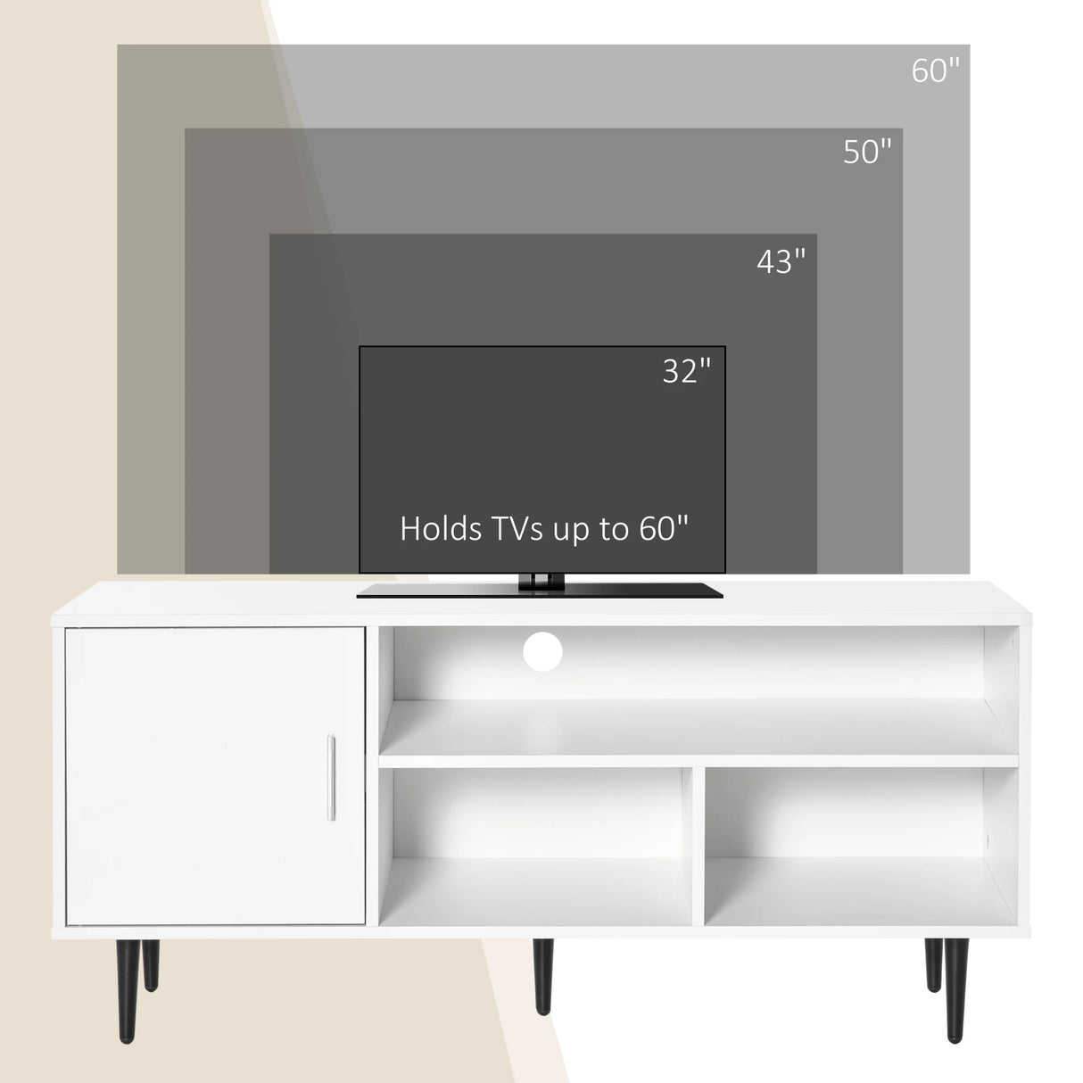 HOMCOM TV Stand Cabinet for TVs up to 60 Inches - White