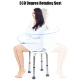 360 Rotating Shower Bath Chair 6 Adjustable Height Stool