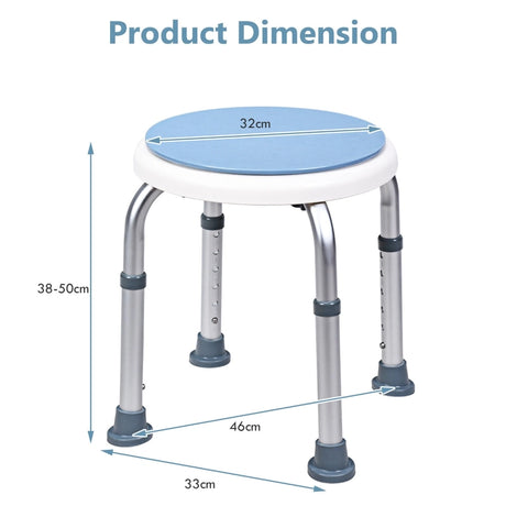 360 Rotating Shower Bath Chair 6 Adjustable Height Stool
