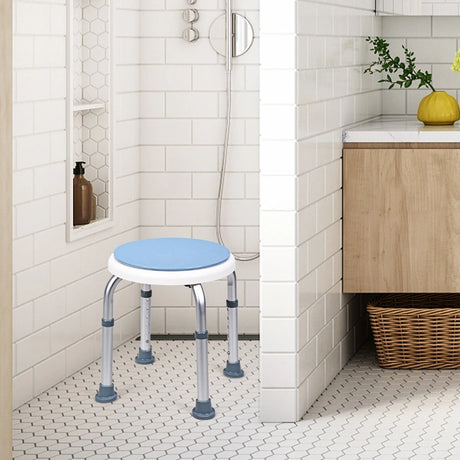 360 Rotating Shower Bath Chair 6 Adjustable Height Stool