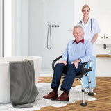 Shower Stool with Removable Arm and Back Rests-Black