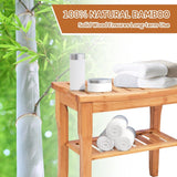Bamboo Shower Bench Seat with Storage Shelf for Bath