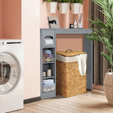 Wooden Over the Toilet Storage Cabinet Bathroom Space Saver with Paper Holder-Gray