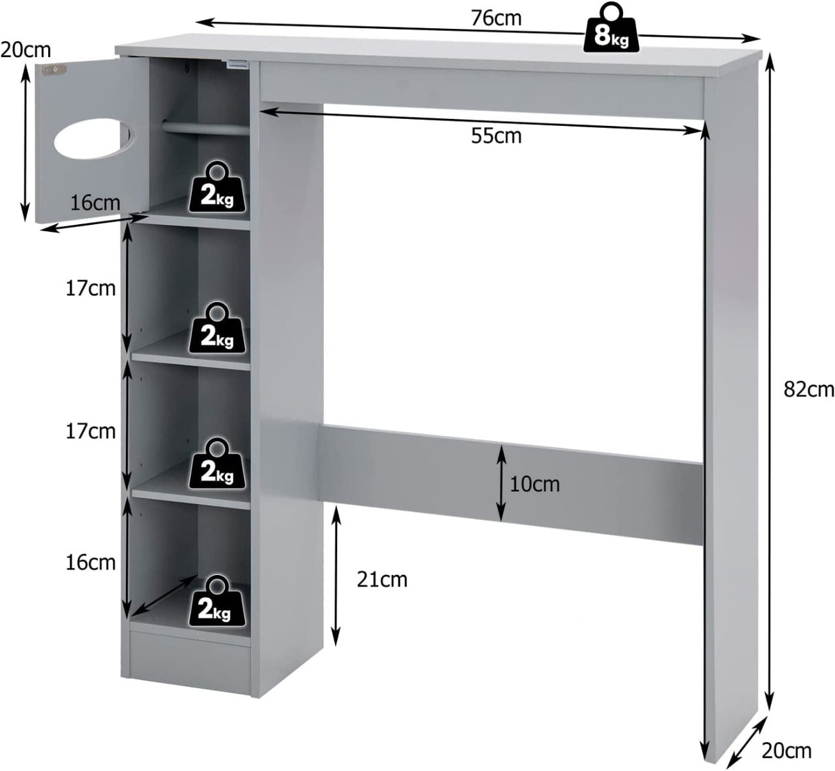 Wooden Over the Toilet Storage Cabinet Bathroom Space Saver with Paper Holder-Gray