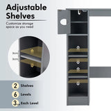 Wooden Over the Toilet Storage Cabinet Bathroom Space Saver with Paper Holder-Gray