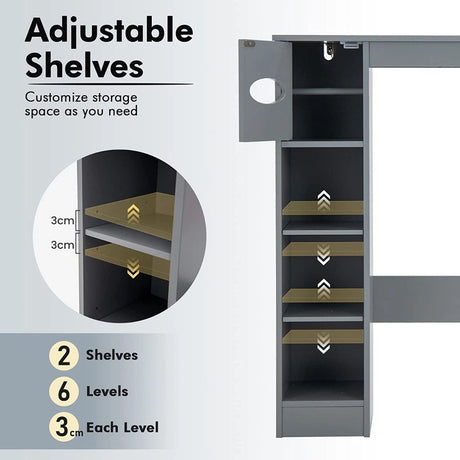 Wooden Over the Toilet Storage Cabinet Bathroom Space Saver with Paper Holder-Gray