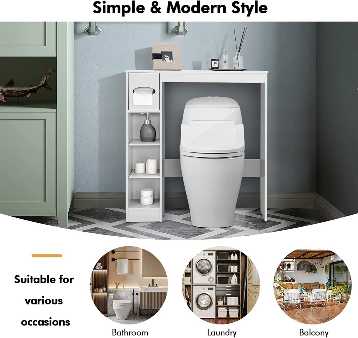 Wooden Toilet Storage Cabinet Bathroom