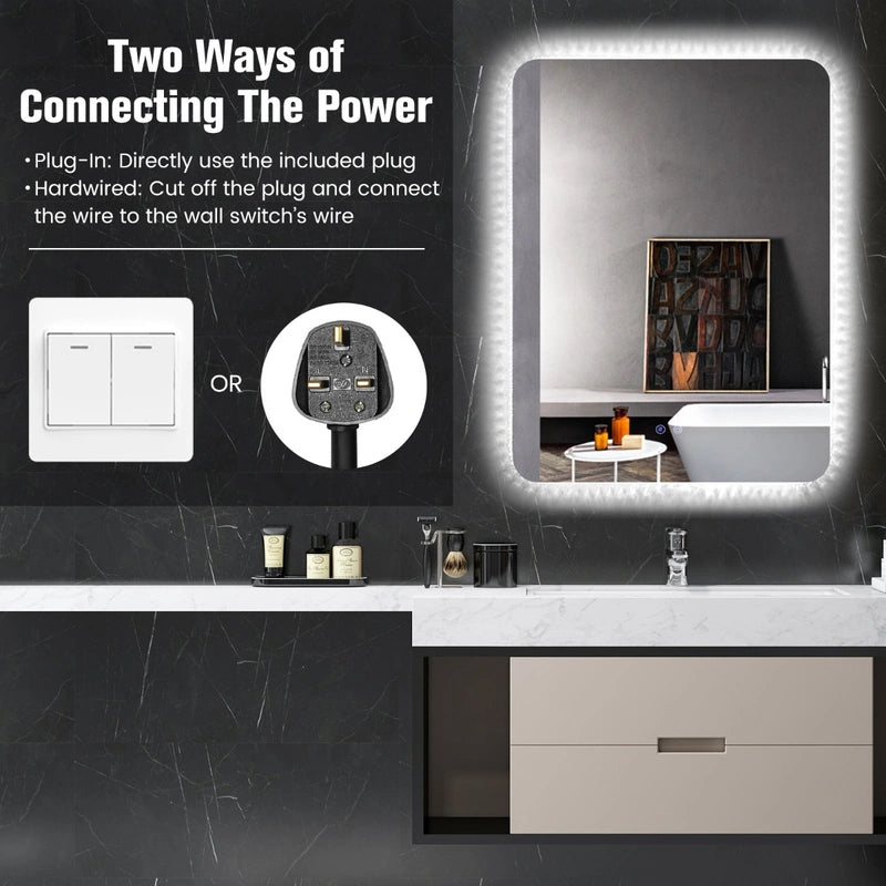 80x60cm Wall Mounted Mirror with Demister Pad