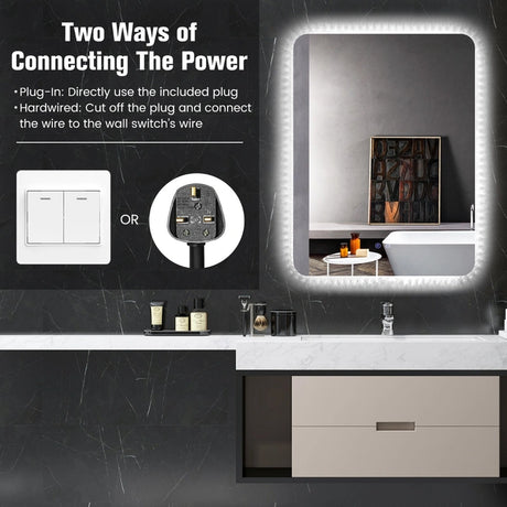 80x60cm Wall Mounted Mirror with Demister Pad