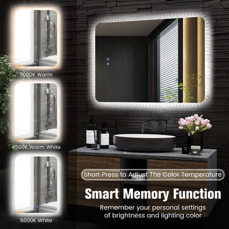 80x60cm Wall Mounted Mirror with Demister Pad