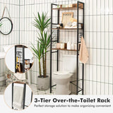 3-Tier Over-The-Toilet Storage Rack with Detachable Hooks