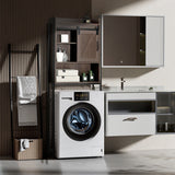 Freestanding Over-The-Toilet Storage Cabinet with Sliding Barn Door-Brown