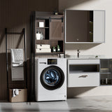 Freestanding Over-The-Toilet Storage Cabinet with Sliding Barn Door-Brown