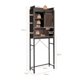 Freestanding Over-The-Toilet Storage Cabinet with Sliding Barn Door-Brown