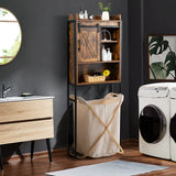 Freestanding Over-The-Toilet Storage Cabinet with Sliding Barn Door-Coffee