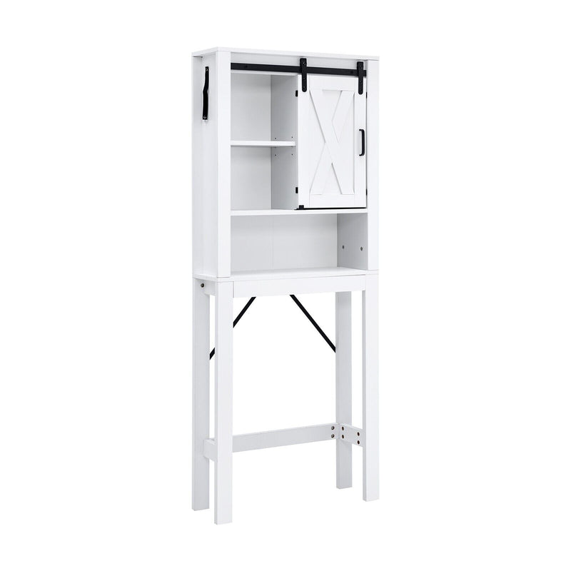 4-Tier Over-the-toilet Cabinet with Sliding Barn Door & Adjustable Shelves