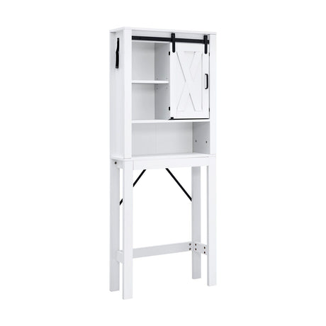 4-Tier Over-the-toilet Cabinet with Sliding Barn Door & Adjustable Shelves