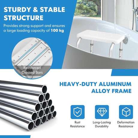 Bath Chair Shower Bench with Anti-slip Rubber Mats