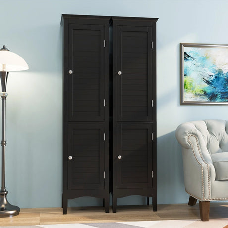 Tall Narrow Bathroom Cabinet-Black