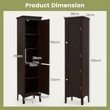 Tall Bathroom Floor Cabinet with Shutter Doors and Adjustable Shelf-Brown