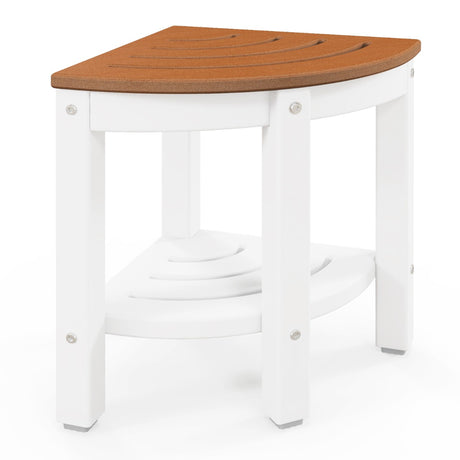 Corner Shower Bench Stool with Storage Shelf for Indoor/Outdoor Use
