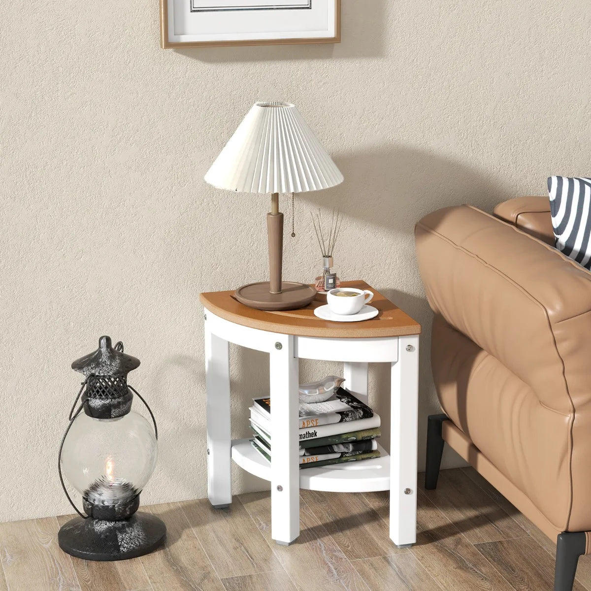 Corner Shower Bench Stool with Storage Shelf for Indoor/Outdoor Use