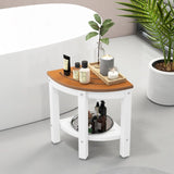 Corner Shower Bench Stool with Storage Shelf for Indoor/Outdoor Use