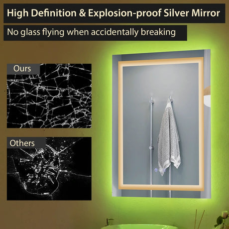 RGB Backlit Dimmable Vanity Makeup Mirror with 3-Color Front Lights