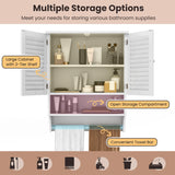 2-Doors Bathroom Wall-Mounted Medicine Cabinet with Towel Bar-White
