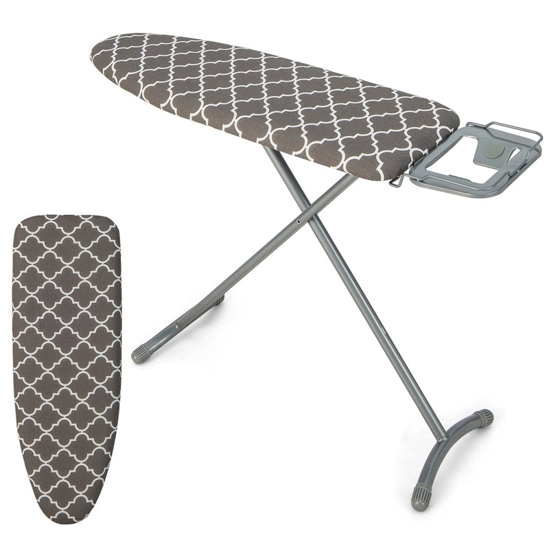 44 x 14 Inch Foldable Ironing Board with Iron Rest Extra Cotton Cover-Gray