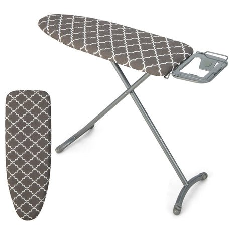 44 x 14 Inch Foldable Ironing Board with Iron Rest Extra Cotton Cover-Gray