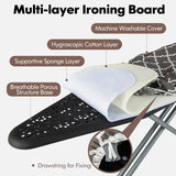 44 x 14 Inch Foldable Ironing Board with Iron Rest Extra Cotton Cover-Gray