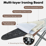 44 x 14 Inch Foldable Ironing Board with Iron Rest Extra Cotton Cover-White