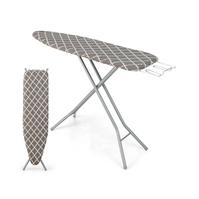 60 x 15 Inch Foldable Ironing Board with Iron Rest Extra Cotton Cover-Gray